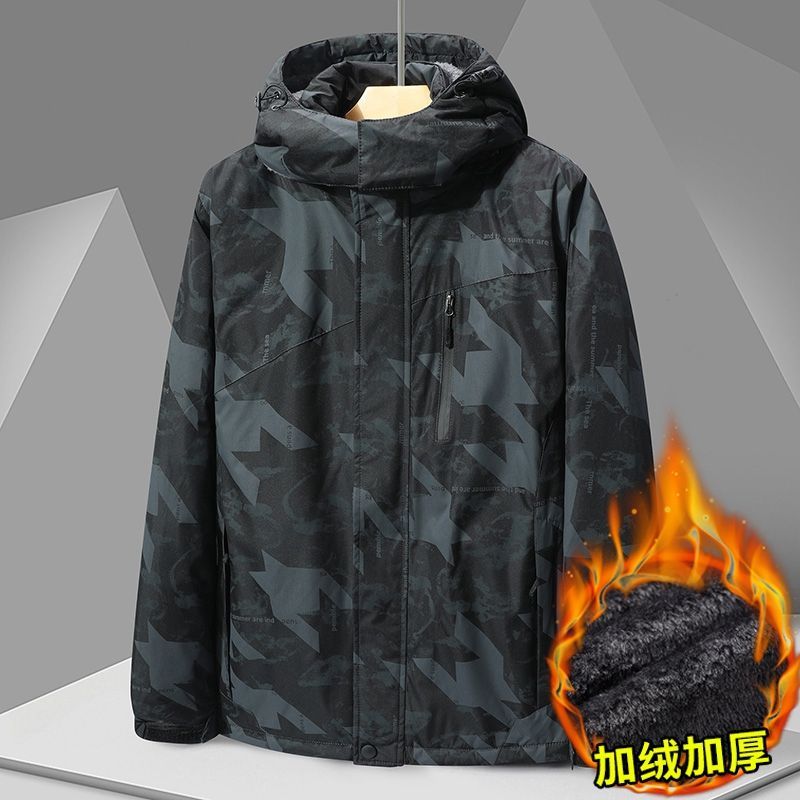 Windbreaker Men Zip - Winter Hooded Jacket Men Fleece Lining