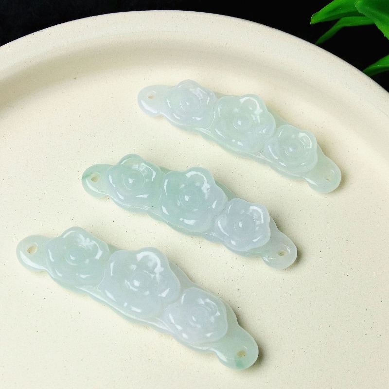 Men'S Fashion Accessories - 1pc Natural Jadeite Emerald Flower Hand