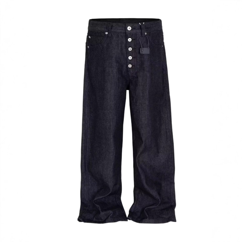 Men'S Fashion With Baggy Jeans - American Retro Washed Multiple buttons Design