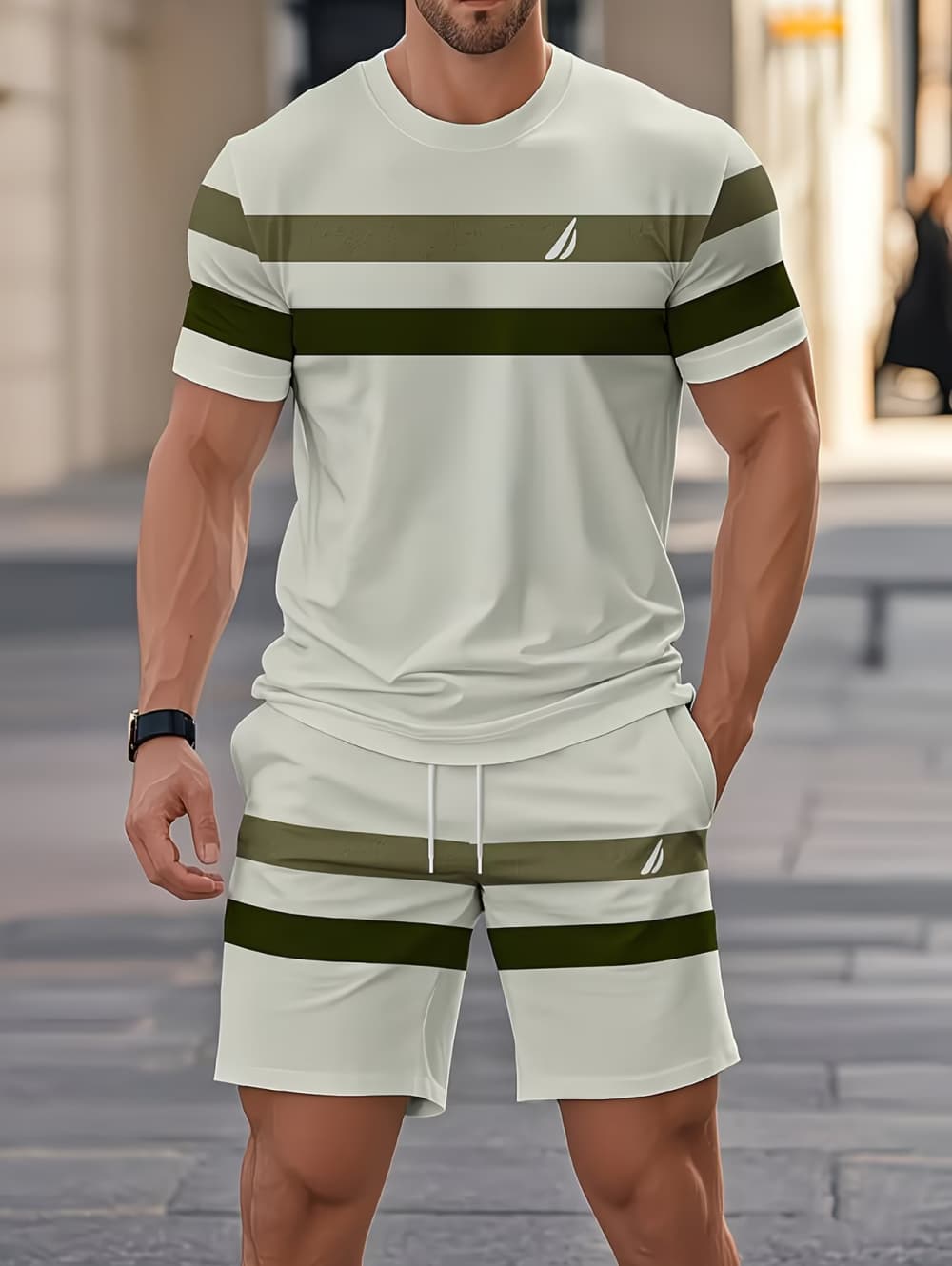 Queer Men'S Fashion - Men's Summer Sets Funny 3D Stripe