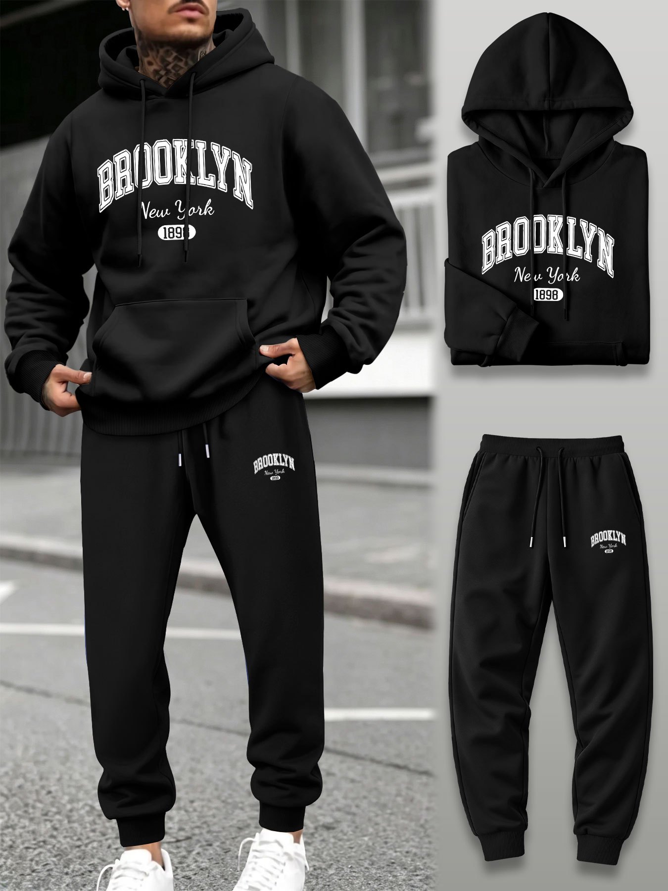 Men'S Fashion Trousers - Men 2 Piece Tracksuit Hoodie Jogger