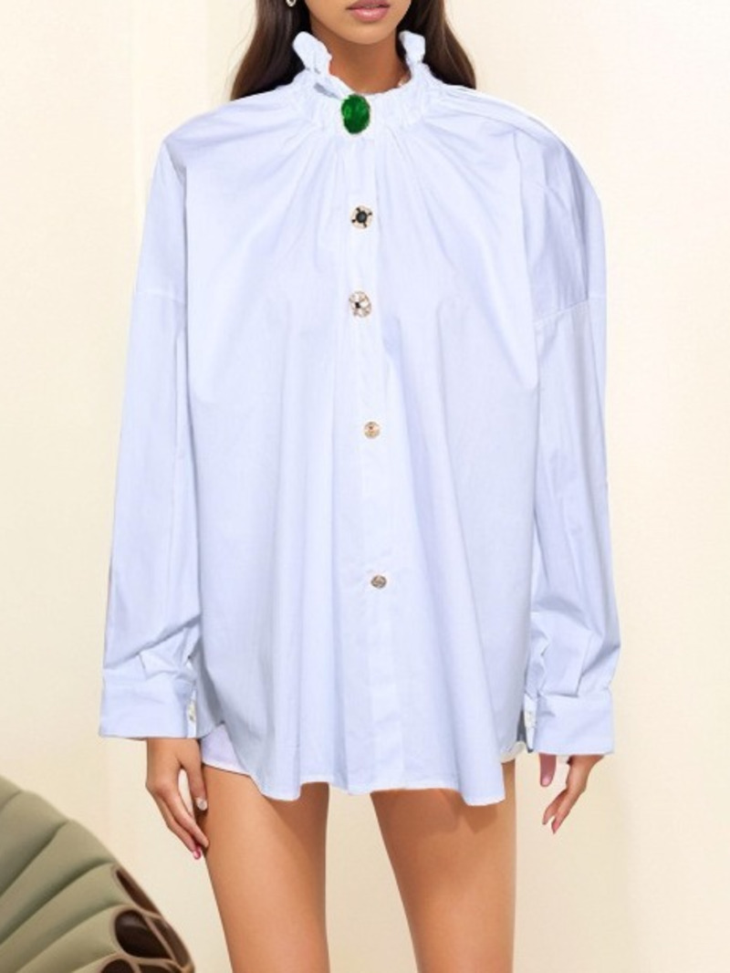 Men'S Fashion Easter - Big Button Women Size Decoration Blouse