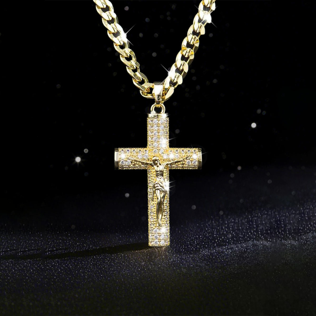 Gold-Plated Cross Necklace for - Men'S Fashion Gold Chain 评论和价格