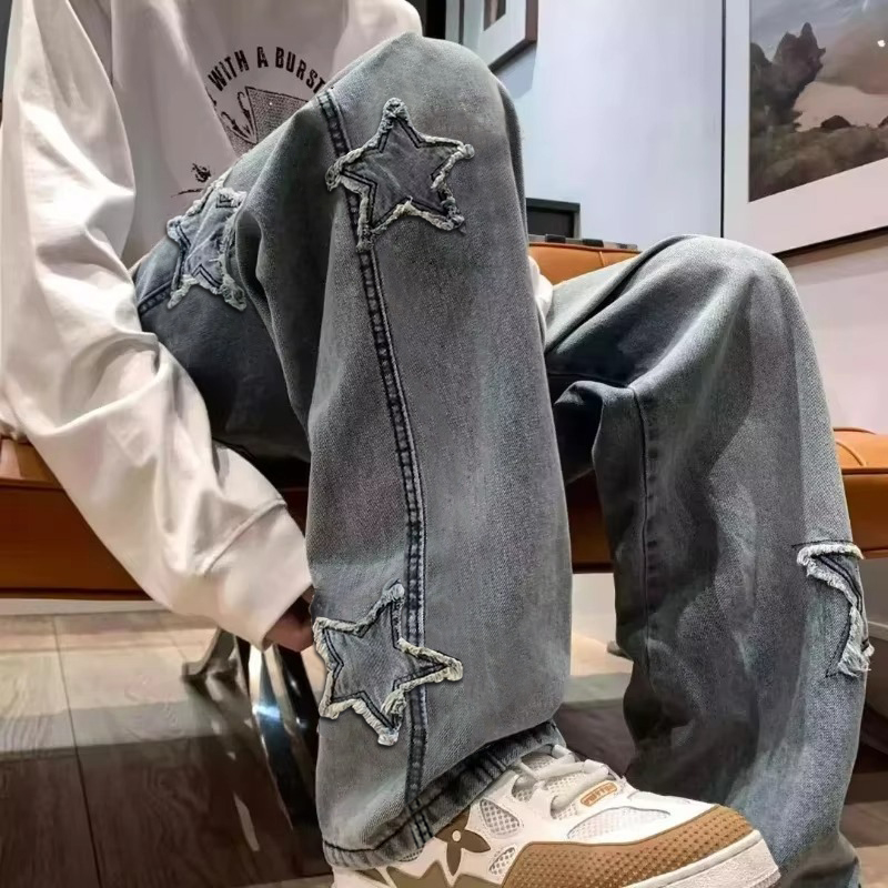 New Men's Star Embroidered Fas - Men'S Fashion With Baggy Jeans 评论和价格
