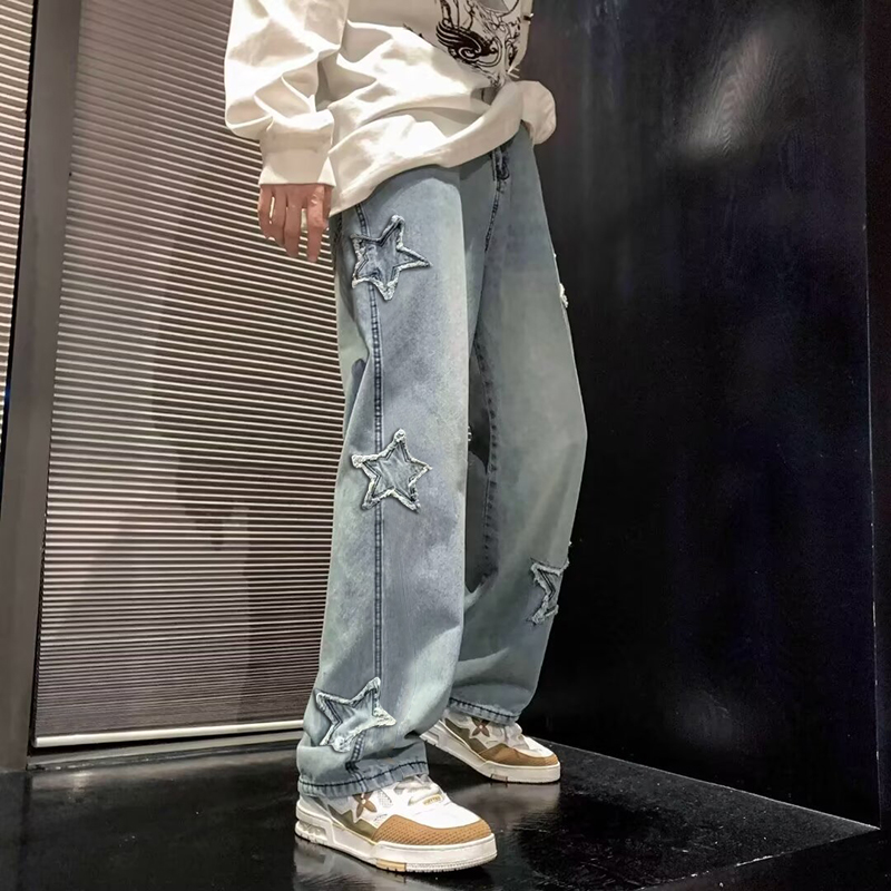 New Men's Star Embroidered Fas - Men'S Fashion With Baggy Jeans 评论和价格