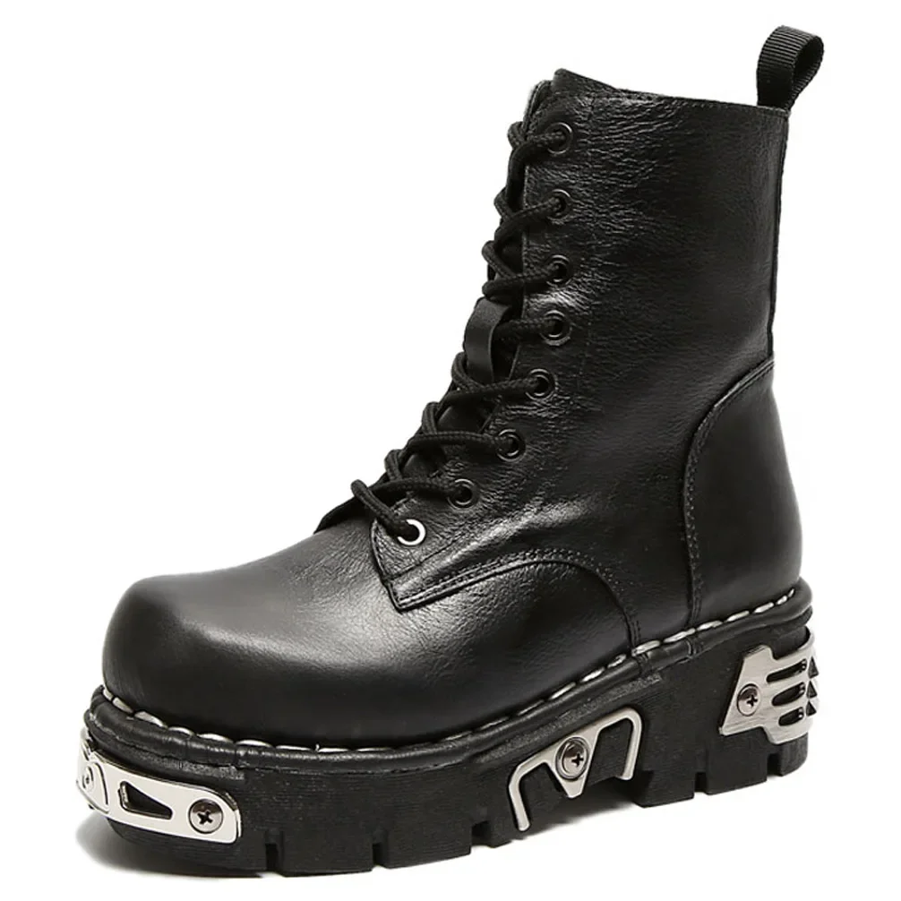 New Fashion Punk Men's Genuine - Mens Fashion Combat Boots 评论和价格