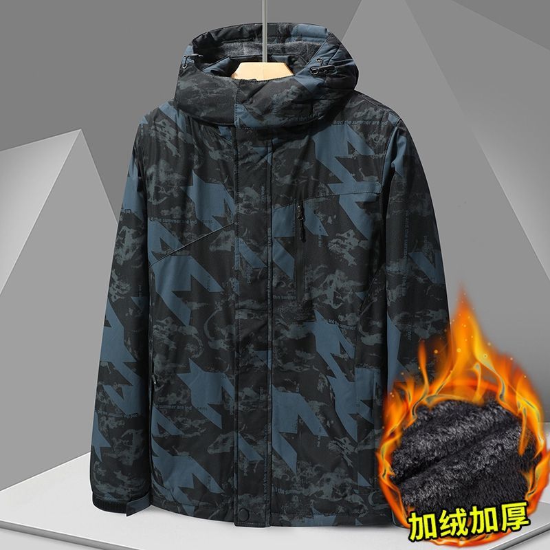Winter Hooded Jacket Men Fleec - Windbreaker Men Zip 评论和价格
