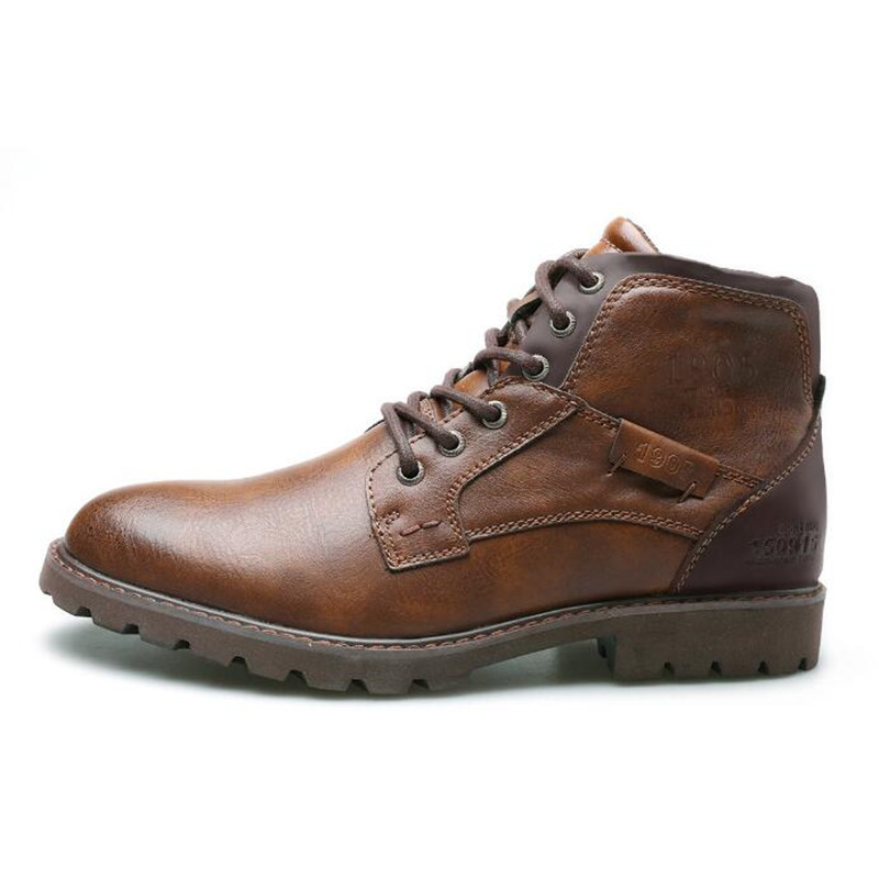 Leather Men Ankle Boots Plus S - Mens Fashion Combat Boots 评论和价格