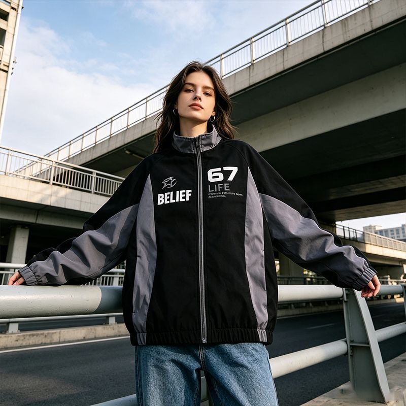 Casual Racing Style Jacket Men - Windbreaker Men Zip 评论和价格