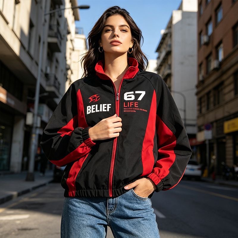 Casual Racing Style Jacket Men - Windbreaker Men Zip 评论和价格