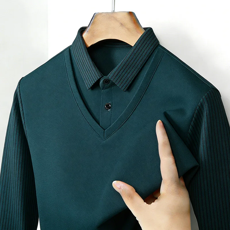 Men's Fake Two Piece Shirt Col - Queer Men'S Fashion 评论和价格