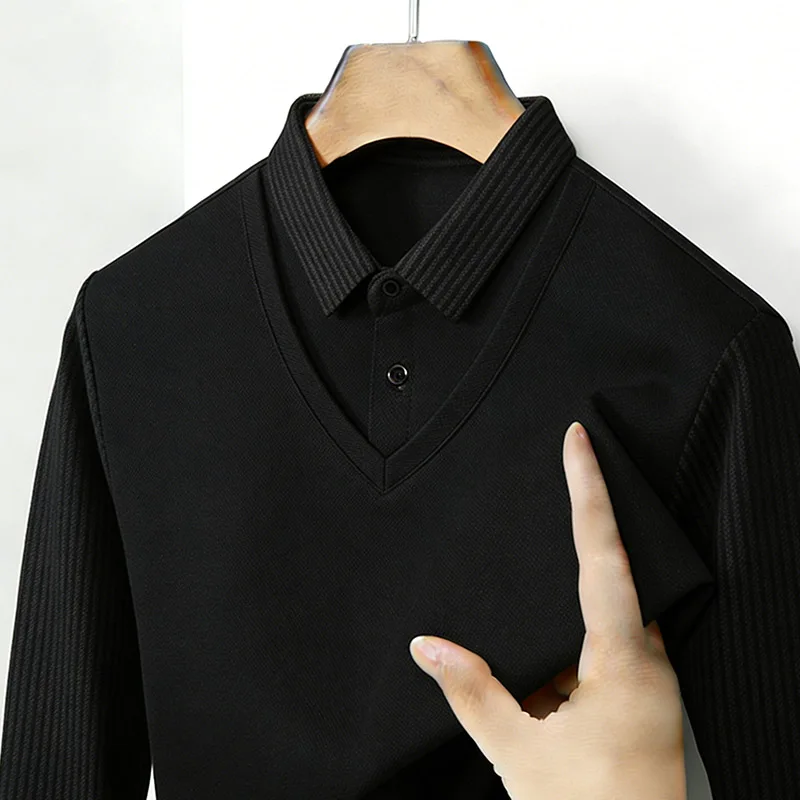 Men's Fake Two Piece Shirt Col - Queer Men'S Fashion 评论和价格