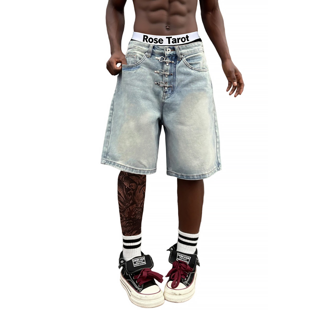 Metal Buckle Short Baggy Jeans - Men'S Fashion With Baggy Jeans 评论和价格