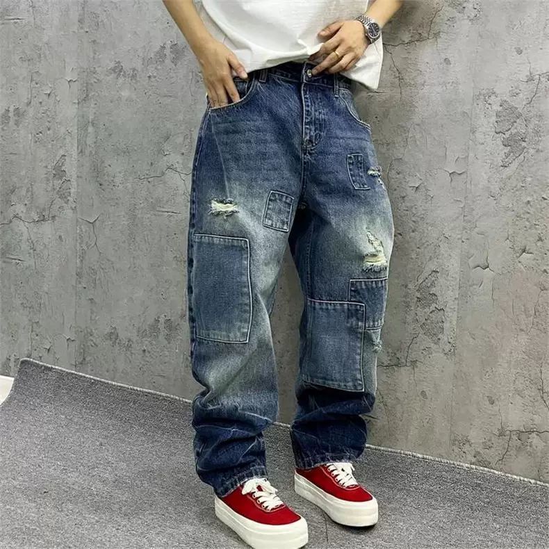 Brand Splicing Jeans Autumn Fa - Men'S Fashion With Baggy Jeans 评论和价格
