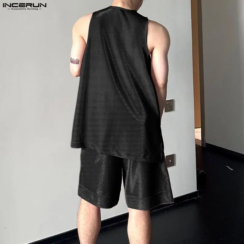 INCERUN Men's Sets Shiny Solid - Mens Fashion Casual 评论和价格
