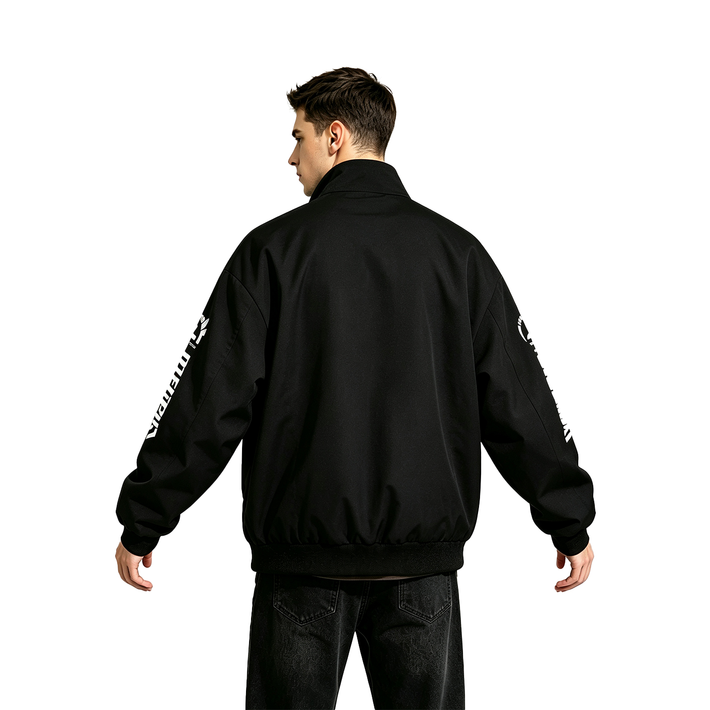 Men Racing Jacket Black White  - Windbreaker Men Zip 评论和价格