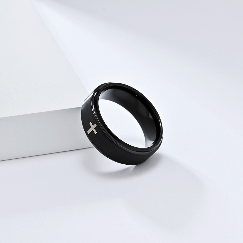 8mm Cross Ring for Men, Tungst - Men'S Fashion Easter 评论和价格