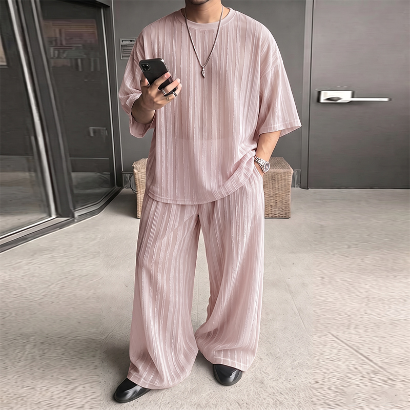 INCERUN Men's Sets Striped See - Men'S Fashion Trousers 评论和价格