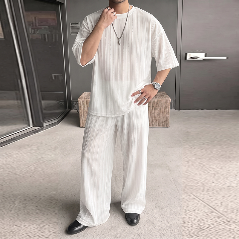 INCERUN Men's Sets Striped See - Men'S Fashion Trousers 评论和价格