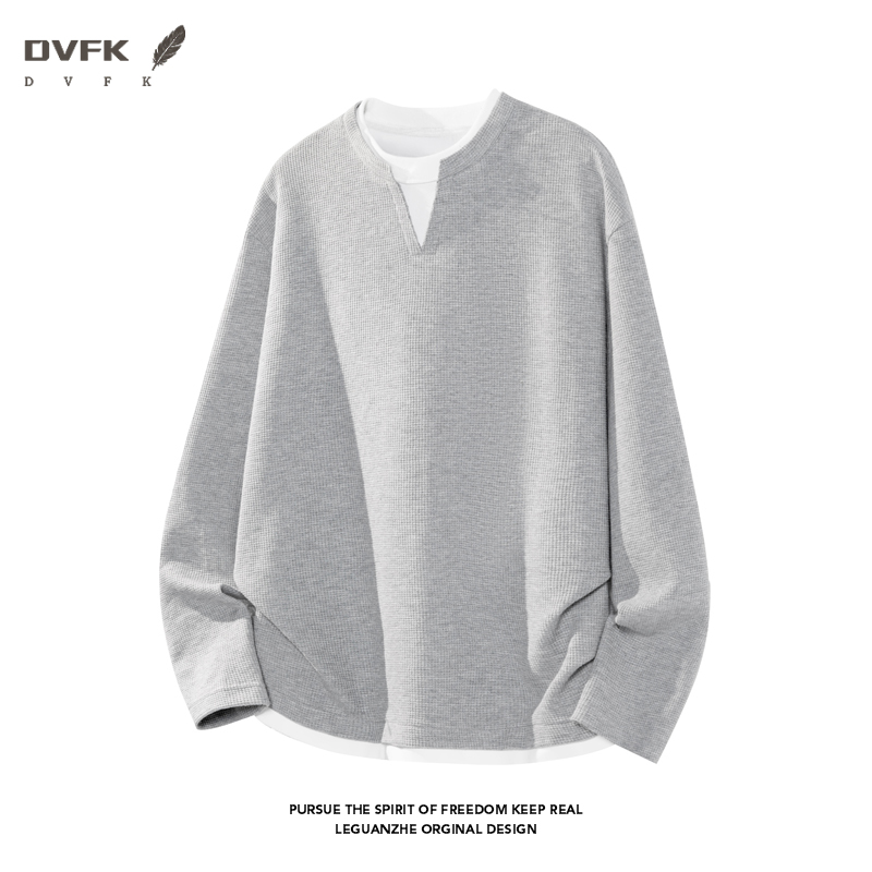 Men Fake Two Piece Long Sleeve - Mens Fashion Casual 评论和价格