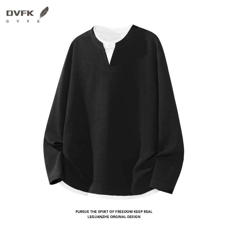 Men Fake Two Piece Long Sleeve - Mens Fashion Casual 评论和价格