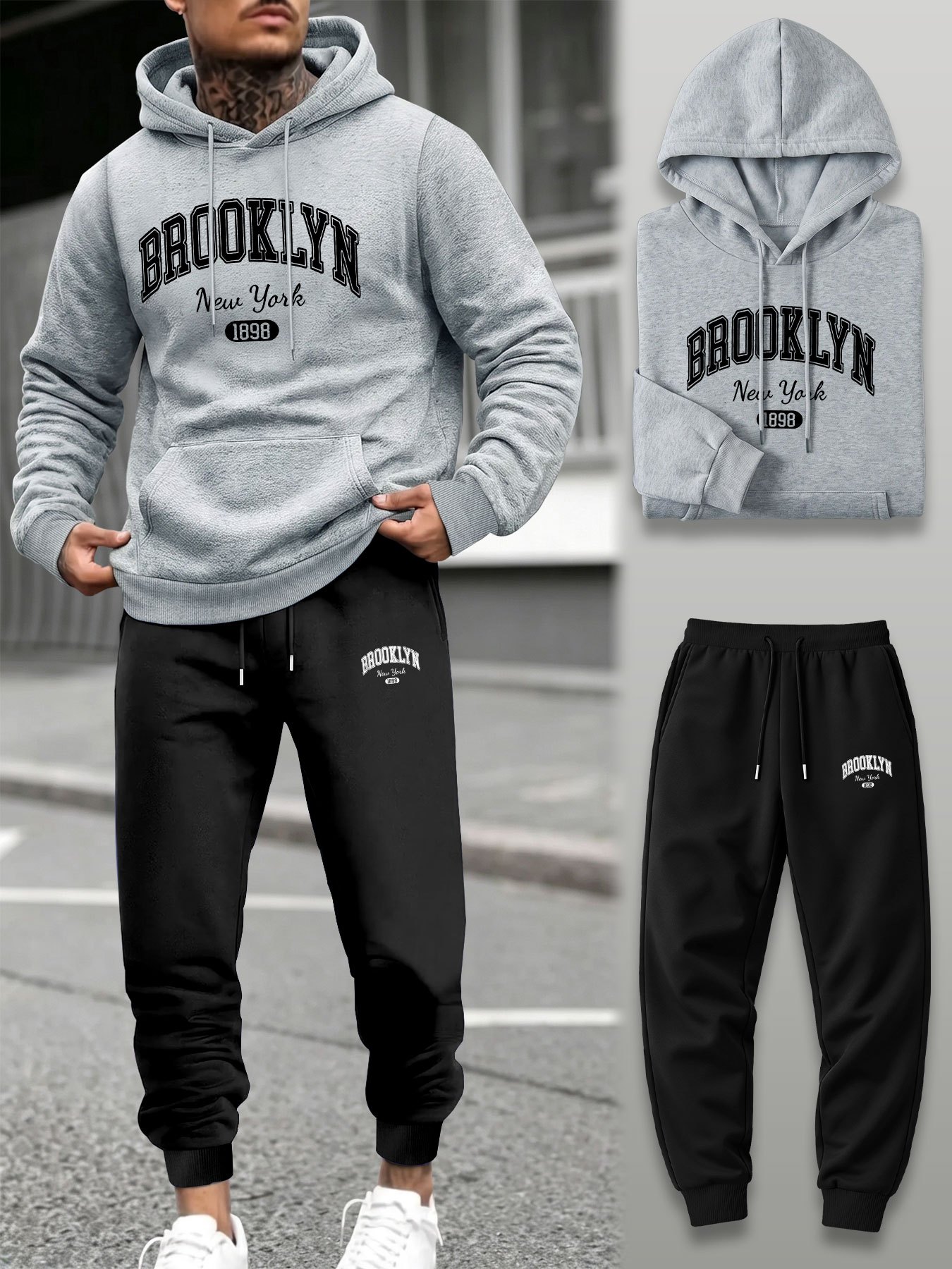 Men 2 Piece Tracksuit Hoodie J - Men'S Fashion Trousers 评论和价格