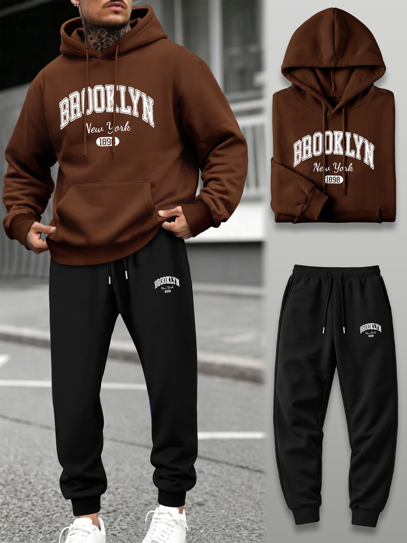 Men 2 Piece Tracksuit Hoodie J - Men'S Fashion Trousers 评论和价格