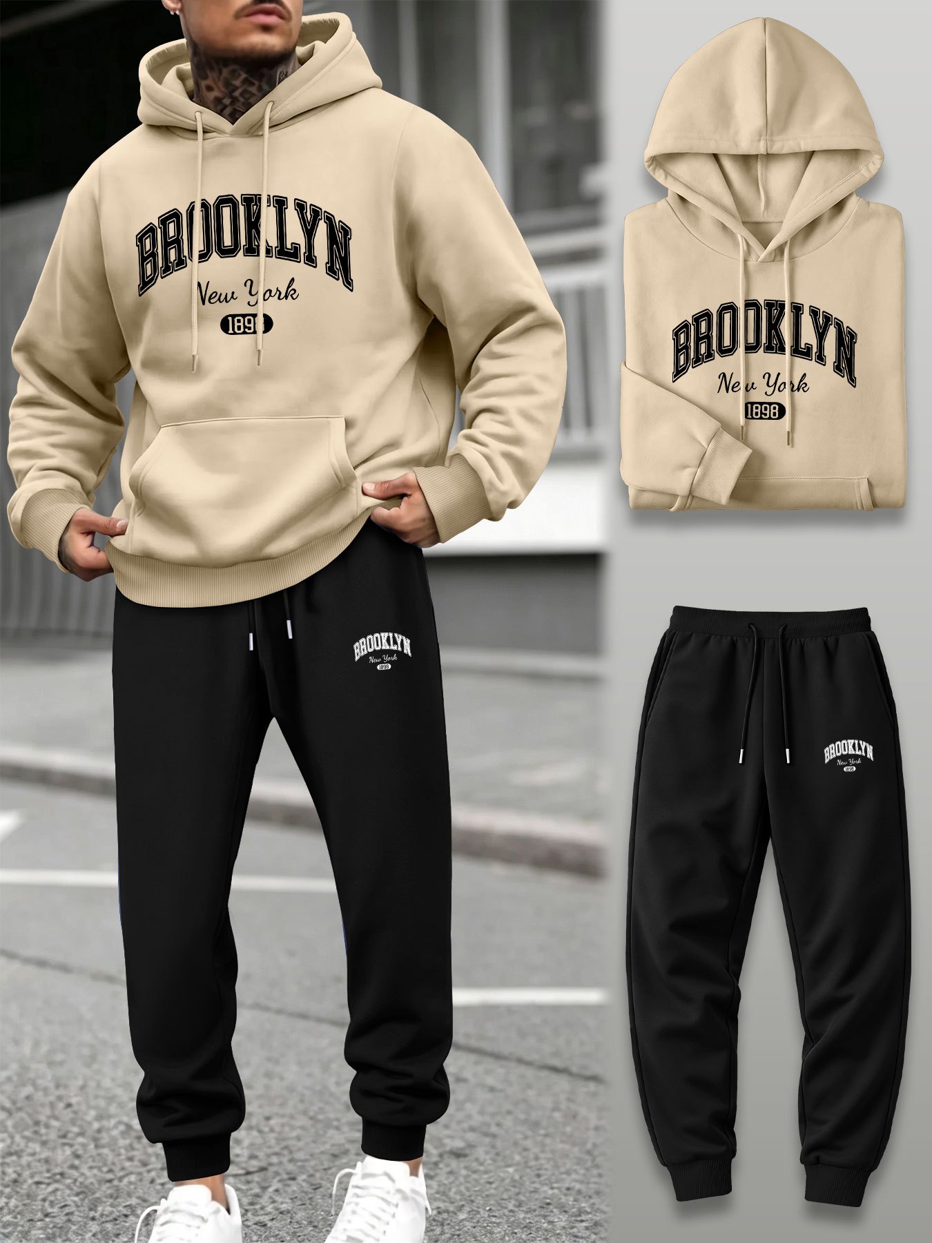 Men 2 Piece Tracksuit Hoodie J - Men'S Fashion Trousers 评论和价格
