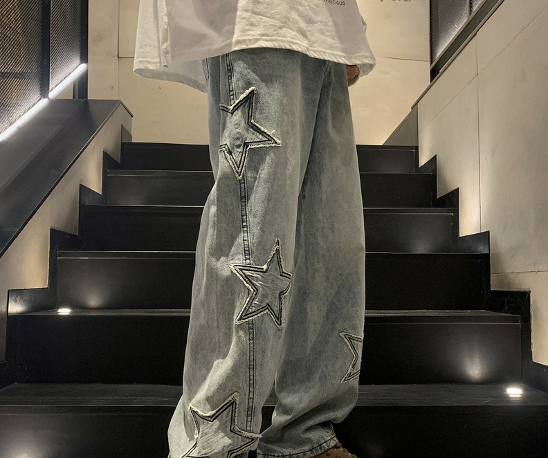 New Fashion Five-pointed Star  - Men'S Fashion With Baggy Jeans 评论和价格