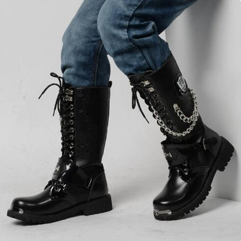 Men Fashion Motorcycle Boots M - Mens Fashion Combat Boots 评论和价格