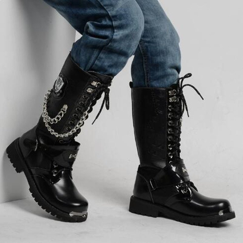 Men Fashion Motorcycle Boots M - Mens Fashion Combat Boots 评论和价格